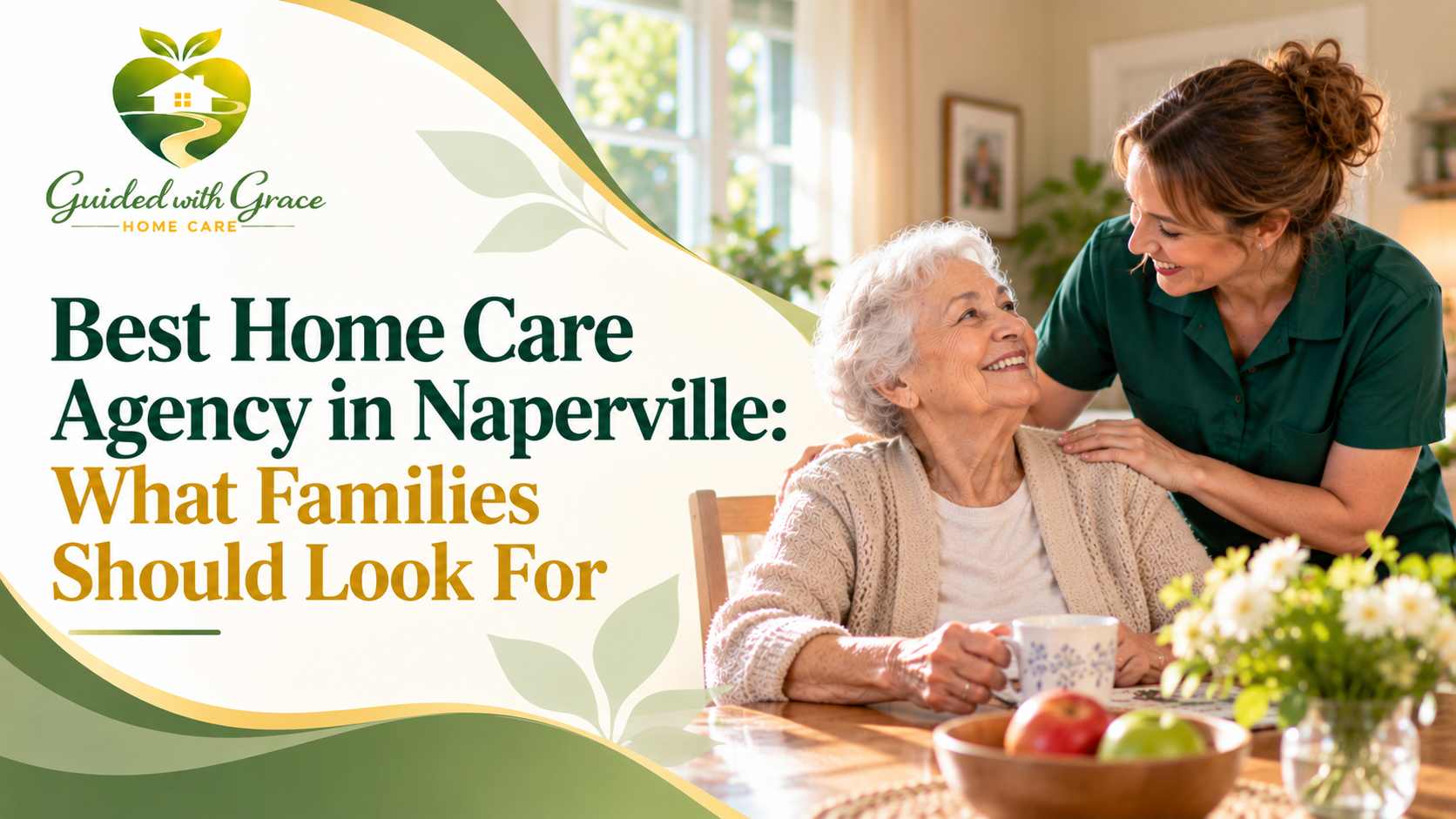 Caregiver from a Naperville home care agency assisting a senior woman at home