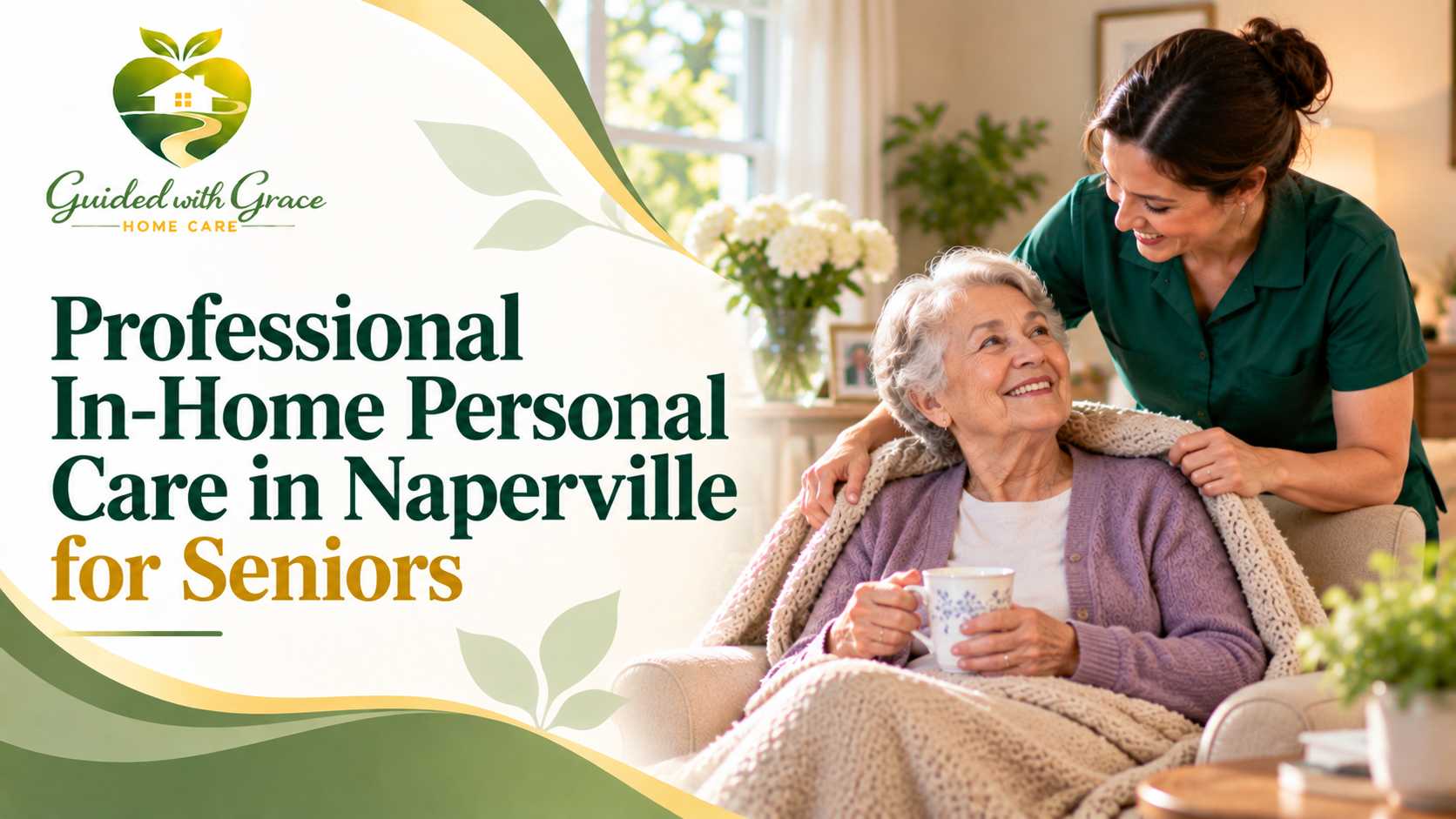 Caregiver helping an elderly man with personal care at home in Naperville